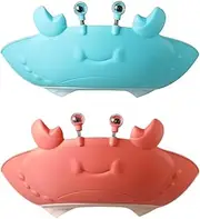 2pcs Baby Shower Caps, Adjustable Silicone Crab Shampoo Hat, Toddler Hair Washing Shield, Bath Visor for Kids, Assorted Colors