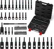 CASOMAN 55-Piece Magnetic Nut Driver Set for Impact Drill, Deep & Shallow, Metric & SAE, Includes Screwdriver Bits, Bit Extension Bar, Socket Adapters & Wing Nut Driver