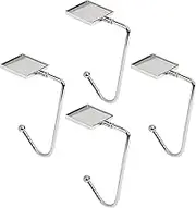 4Pcs Stocking Holders Mantel Hooks Hanger Stocking Clip Safety Hanger Grip Rotatable Fireplace Table Hook Square Purse Hanger for Party Ornament Present Decor (Silvery, 3.5 * 9.8CM)