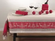 Saro Lifestyle #6811 Rudolph Jacquard Square Tablecloth in Red 72" x 72" (NEW)