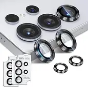 JZG for Samsung Galaxy S25 Ultra Camera Lens Protector, 2 Packs of 10 Pics Individual Lens Covers, Tempered Glass with Aluminum Ring, Shatterproof, Clear Vision, Case Friendly (Titanium Black)