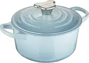 [Le Creuset] Cast Iron Pot, Cocotte Rondo Bear Knob, 5.5 inches (14 cm), Coastal Blue, Gas IH Oven Compatible
