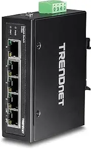 TRENDnet 6-Port Hardened Industrial Gigabit PoE+ Layer 2 Managed DIN-Rail Switch, IP30 Rated, 120 W Power Budget, CLI, HTTP, SNMP, QoS, Lifetime Protection, TI-PG541i Black 5 Port