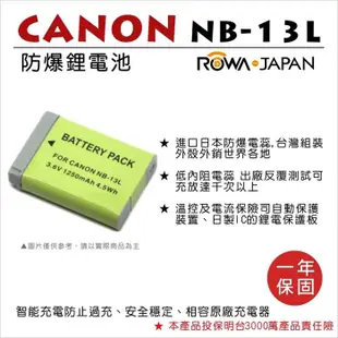 【ROWA 樂華】FOR CANON NB-13L 相機 鋰電池 G5X G7X MARK II 2 G9X SX720