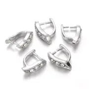 10x Nickel Free Platinum Color Ice Pick Pinch Brass Bails with Rhinestone 4x12mm