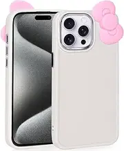 Compatible with iPhone 14 Pro Max Case, Cute 3D Bowknot Design Soft Silicone Shockproof Cover for iPhone 14 Pro Max 6.7" 2022 Beige