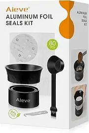 Aieve Reusable Vertuo Capsule Kit Compatible with Nespresso Pods Vertuo Include 80 pcs Aluminum Foil Seals Lid, Pod Holder, Coffee Spoon and Lid Opener