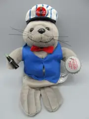 1998 Retired Coca Cola 9" Bean Bag Plush Seal in Delivery Uniform w/Tags Coke