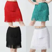 Women Tassel Dance Skirt Ballroom Dancewear Tango Salsa Rumba Party Black
