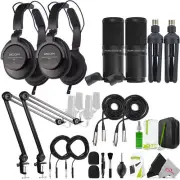 2x Zoom ZDM-1 Podcast Mic Pack Bundle + 2x Boya Mic Stand Bracket + Cleaning Kit