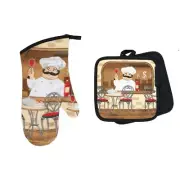 Chef Oven Mitt & Potholders 3pc Matching Set Restaurant FREE SHIPPING