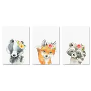 Set of Cute Baby Woodland Animals Nursery Wall Art #2