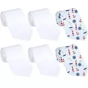 Geyoga Sublimation Blank Tie for Men Solid DIY Dye White Polyester Neckties 6