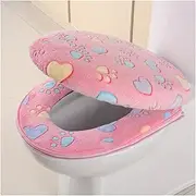 HAKGKFAFMQ Thick Coral Velvet Toilet Seat Cover Set Soft Warm Zipper One/Two-Piece Toilet Case Waterproof Bathroom WC Cover Toilet seat Cover(Pink)
