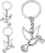 [VALICLUD] 3pcs Peace Dove Keychain Bag Pendant Charms Keychain for Backpacks Dove Pendant Charm Car Key Keychain Dove Pendant Keychain Dove Key Ring Ornament Keychain Zinc Alloy Silver