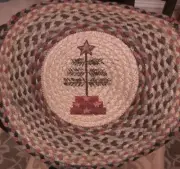 Braided Round Stenciled Painted Area Rug By Earth Rugs. FEATHER TREE. 15.5”...