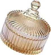 Yardenfun Crystal Glass Candy Jar Glass Desktop Display Can for Snacks Storage Home Decor Wedding Garden (small)