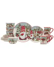 Certified International Christmas Gnomes 16pc Dinnerware Set