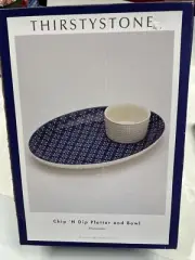 Chip and Dip Tray 15” Platter & Bowl Ceramic Stoneware