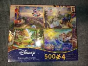 Disney 500 Piece Puzzles X4 Thomas Kinkade - Aladdin, Beauty, Pooh And Ariel