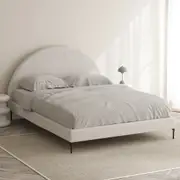 Ivory White Boucle Arch Upholstered Bed Frame in King, Queen and Double Size