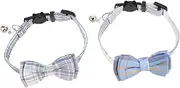 HYTROVE 2pcs Cat Collars with Bow Tie and Bell: Fashionable Adjustable Pet Collar for Cats and Kittens Fashion Neck Decor Accessories