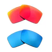 Walleva Fire Red+Ice Blue Polarized Replacement Lenses For Smith Optics Outlier