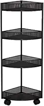 4 Tier Bathroom Corner Triangle Shower Shelf with Wheels, Free-Standing Metal Storage Shelf, Multifunctional Corner Rack Shelving for Living Room, Bedroom, Kitchen, Bathroom