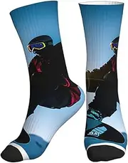 [OAROK] Snowboarding Picture Sport Running Calf Socks Performance Breathable Crew Socks For Men Women