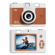 Digital Camera, 50MP 1080P Compact Camera, 16X Digital Zoom Anti Shake Portable Video Camera with 32GB SD Card, for Photography Video Vlogging (Brown)