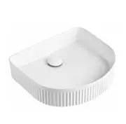 415*365*100mm SUN Gloss White Ceramic Arched Fluted Counter Top Basin