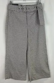 NEW BANANA REPUBLIC Hoodstooth Pants Womens Petite 4 Wide Leg Crop Rayon Blend