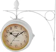 Train Station Clock Retro Double Sided Wall Clock,Train Station Clock, Silent Two Faces Retro Station Clock, Wall Hanging Clock for Living Room/Kitchen/Bedroom/Office,Patio, Garage, Garden, Coffee, Ba