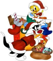 Looney Tunes Christmas Tweety Iron On Transfer-T-Shirt + Light & Dark Fabrics #1
