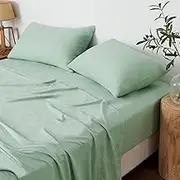 Vintage Washed Double Sheet Set - 4 Piece Premium 2000TC Ultra-Soft Microfiber Bed Sheets - Cotton-Like Texture - Breathable and Soft- Sheets & Pillowcases (Double, Sage Green)
