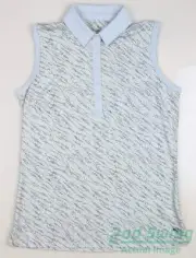 New Womens Puma Cloudspun Whitewater Sleeveless Polo Small Lucite/Navy MSRP $55