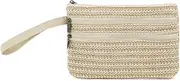 [BBORGDC] Zip Clutch Purse with Detachable Strap, Small Woven Crossbody Bag & Wristlet Pouch, Compact Braided Straw Purse for Everyday Essentials, Beach Vacations, and Travel Accessories, Dc-yellow,