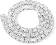 [WORFAJEW] 8MM Baguette Tennis Chain for Men Women, AAAAA+ Cubic Zirconia Tennis Necklaces 18k Gold Plated Simulated Diamond Chains Full CZ Iced Out Hip Hop Bling Link Charm Choker Cuban Miami Men's