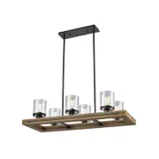 CLA Lighting METI Warm Chestnut Wood Pendant Light - Rectangular