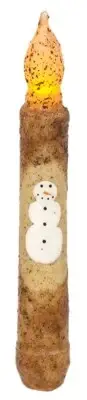 Primitive Top Hat SnowmanTimer 6" Taper Battery Candle
