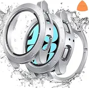 [2 in 1] Goton Waterproof Case for Samsung Galaxy Watch 7 6 5 4 FE 44mm 40mm, 360° Protective Hard PC Front & Back Bumper with Tempered Glass Screen Protector for Galaxy Watch Cover 6 40mm