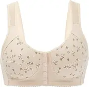 [Dress Cici] Cotton Nursing Bra, Front Snap Closure Bra for Elderly, Non-Padded Feeding Bra for Large Breast