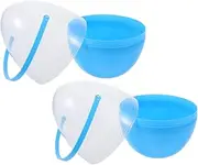 Cabilock 2 PC Eggs Clear Eggs Jumbo Plastic Eggs Egg Shaped Fillable Ball Party Favors Egg-Shaped Pails Empty Basket Egg with Handle Egg Case Pp Sky-Blue