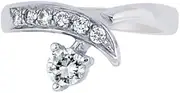 [JewelryWeb] 925 Sterling Silver With Rhodium Finish Shiny By Pass Type toe ring With CZ Simulated Diamond