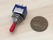 1 x RED Sleeve cap Latching 6 Pin DPDT ON OFF ON Toggle Switch 6A 125VAC B24