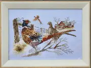 Pheasant completed cross stitch picture