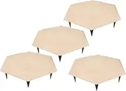 DIY Outdoor Landscaping Stepping Stones with Ground Stakes 4pcs Set for Garden Pathway (Beige)