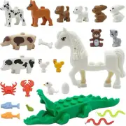 24 Pieces Animal Figures Building Blocks, Horse, Dog, Pig, Chicken, Crocodile