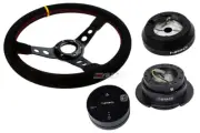 NRG 350 3" DP Steering Wheel Suede Yellow/160 Hub/2.5 BK Quick Release/Lock Matt (for: Mazda)