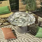 Natural Geode Agate Coffee Table, Agate Stone Center Outdoor Porch Room Table
